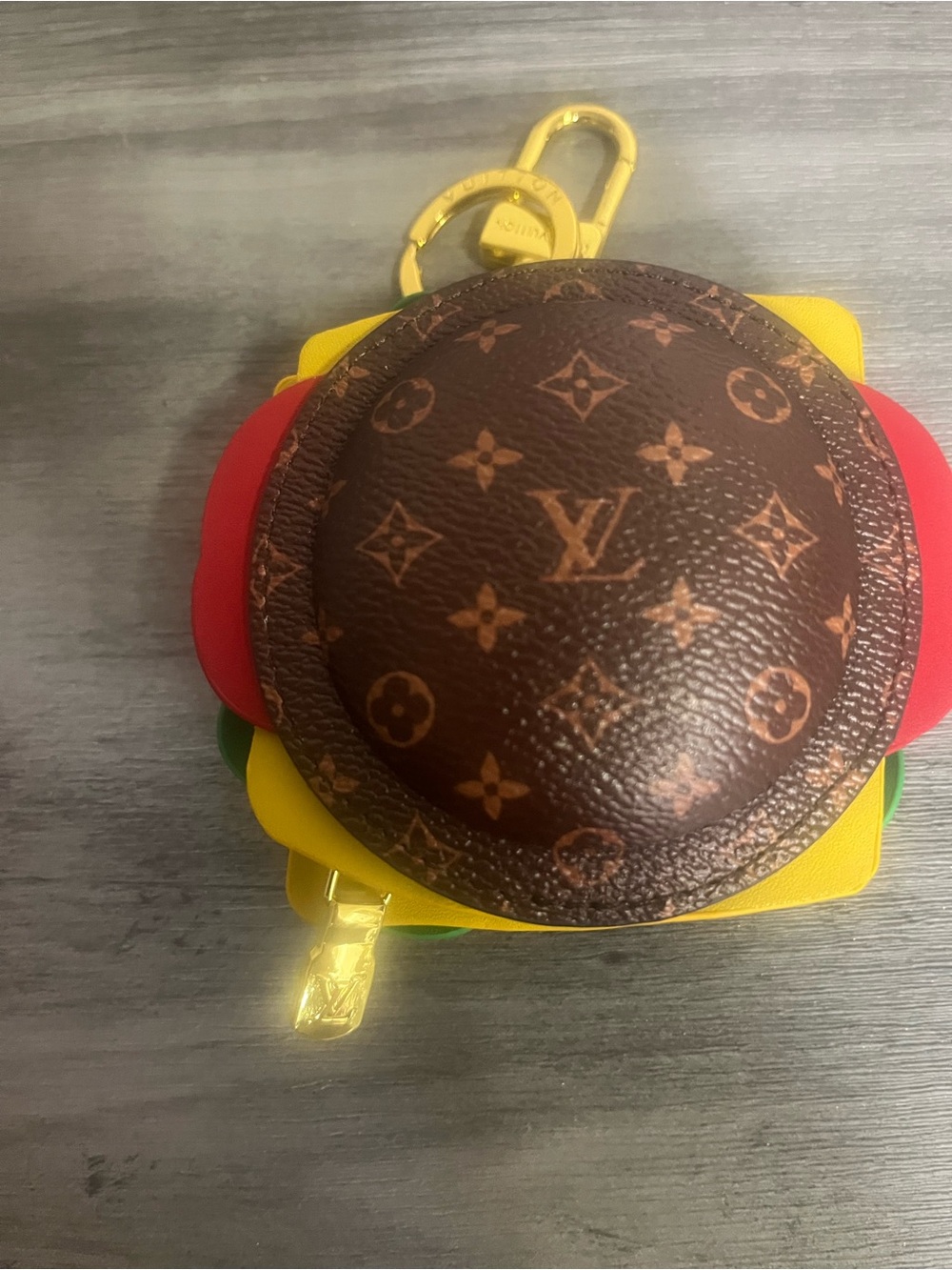 Hamburger Monogram Bag Charm Key Chain Pouch - Picture 3 of 5